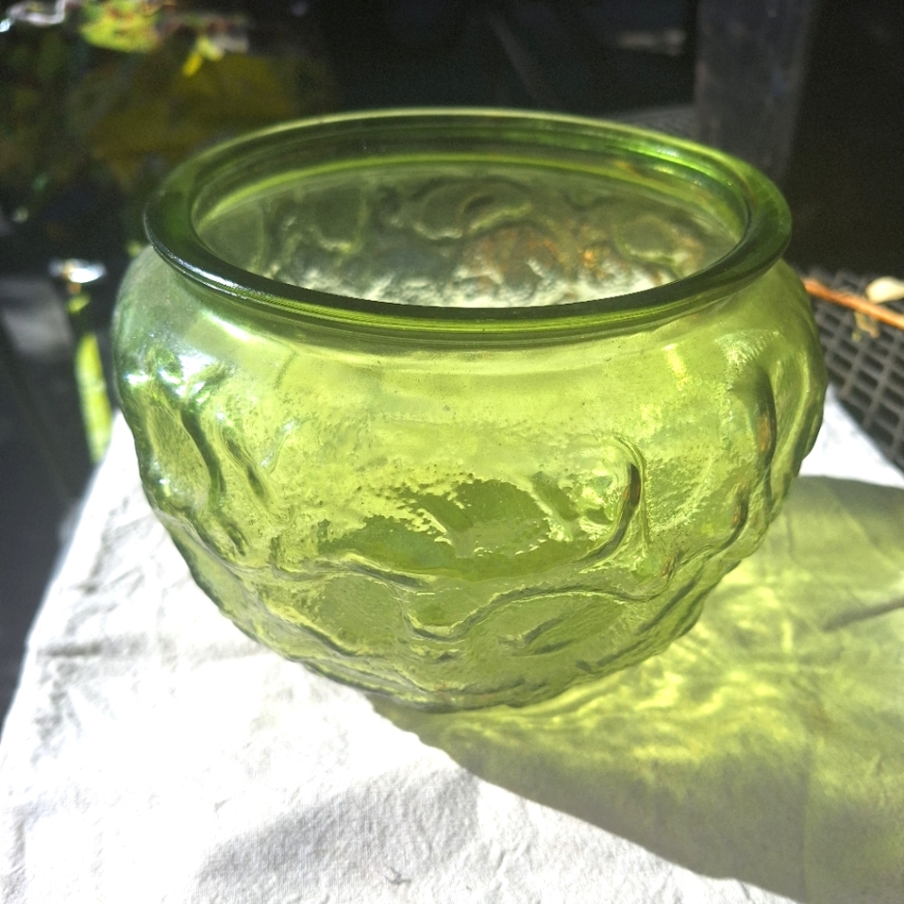 Vintage E.O. Brody rippled glass bowl MCM